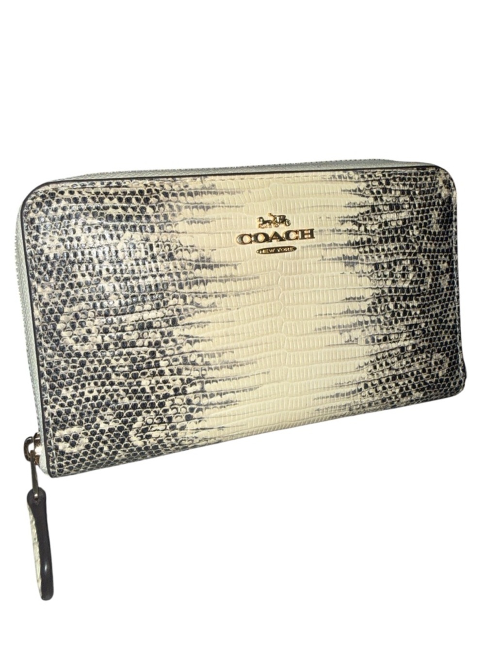 Coach Lizard Skin Embossed Zip Around Wallet NWOT